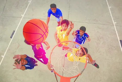 Students of Rungta R1 College Playing basketball