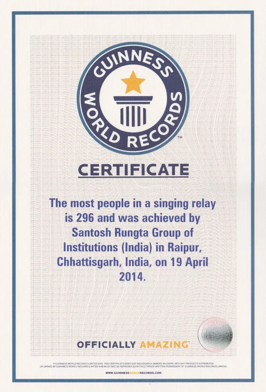 Guiness world record of most people in singing relay achieved by Santosh Rungta group