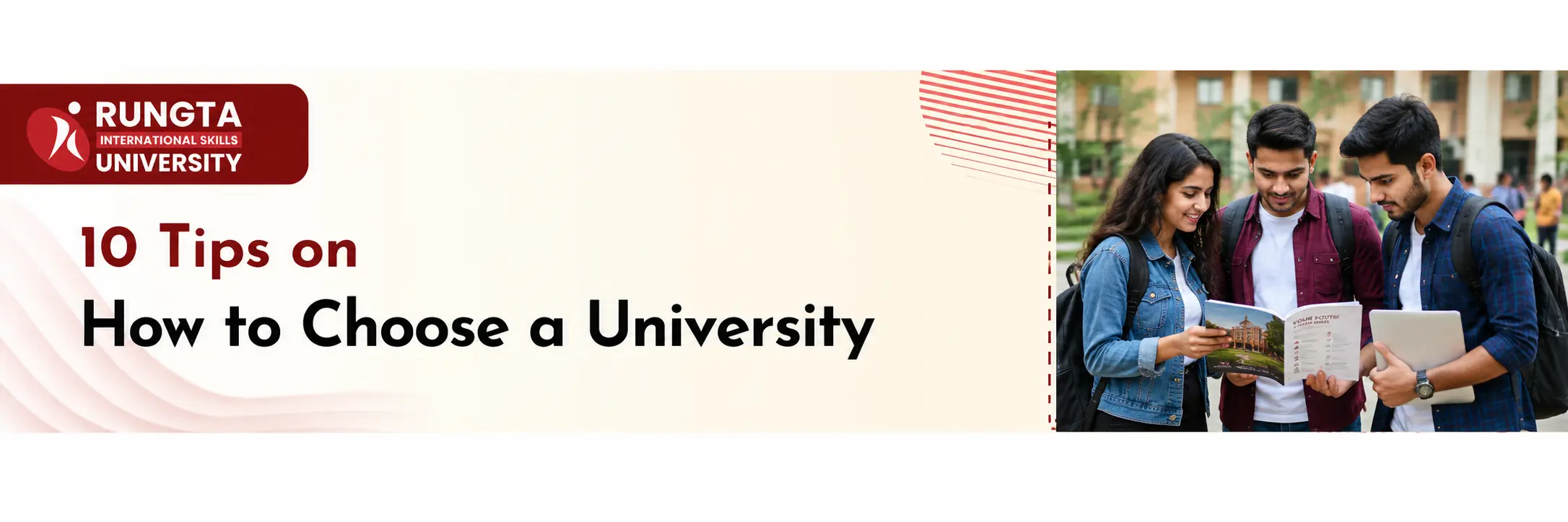 Students reviewing a university prospectus while choosing the right university