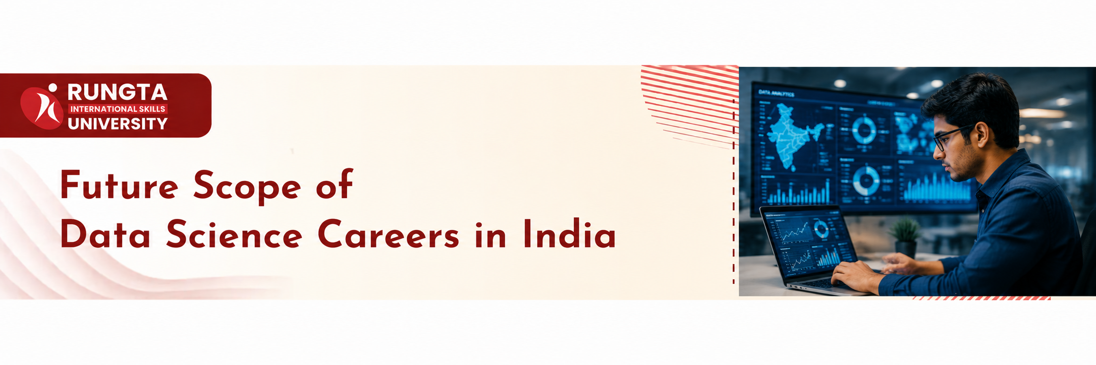 Future scope of data science careers in India with a student analysing digital data dashboards