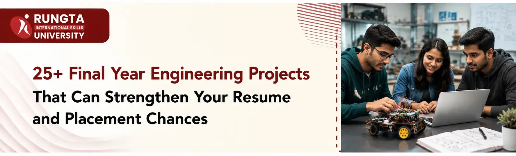 Students working on final year engineering projects to improve resume and placement opportunities